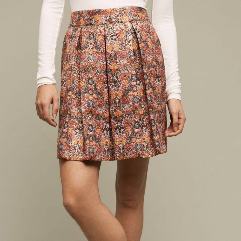 NWOT Anthropologie Maeve Metallic Floral Skirt